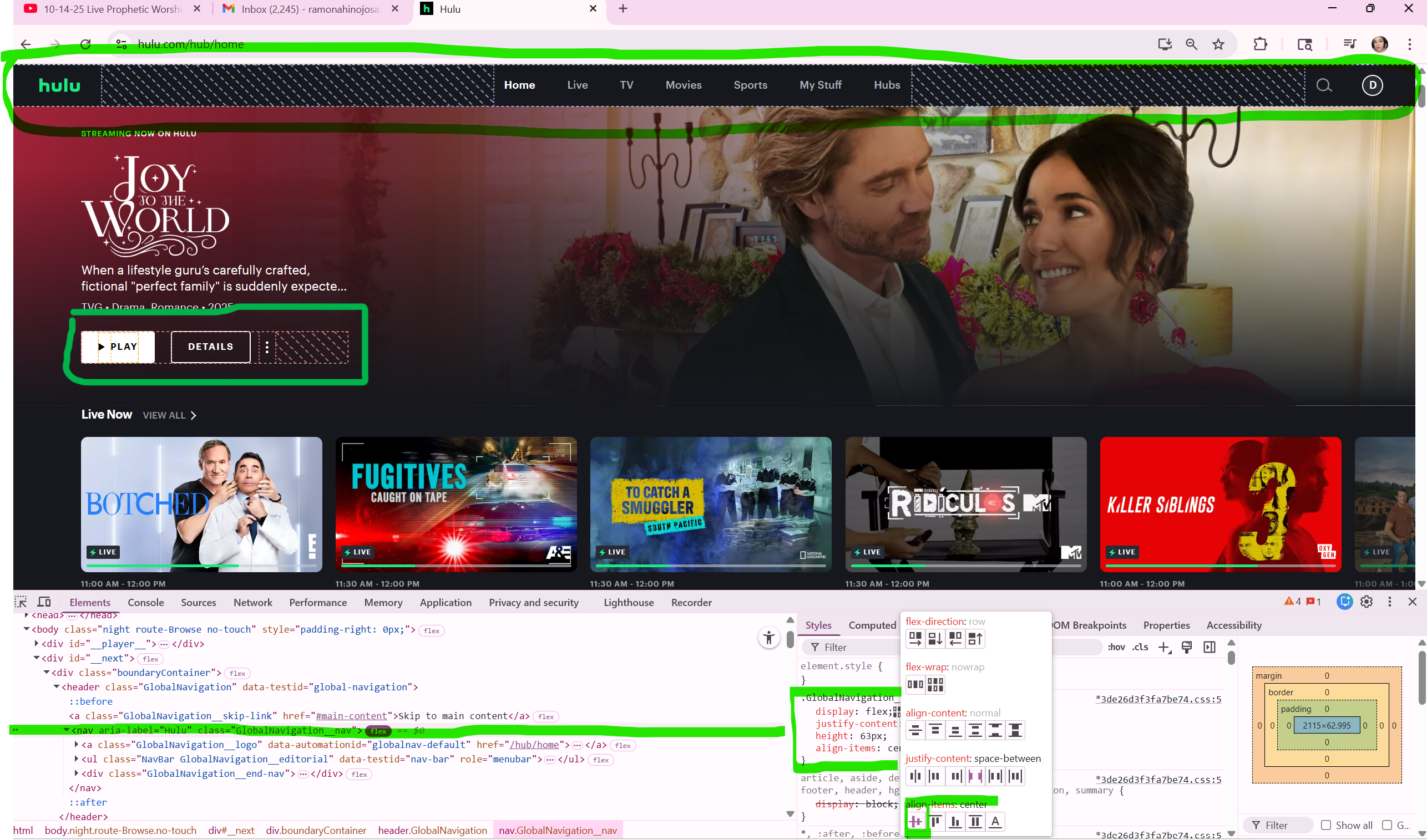 Hulu Flexbox Align Items Center